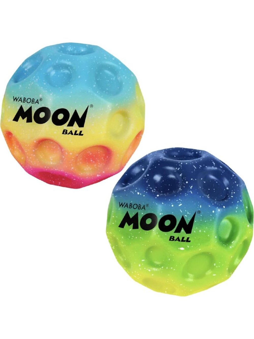 2 Pack Bouncy Gradient Moon Balls - Colorful Rainbow & Undersea Fun Toys